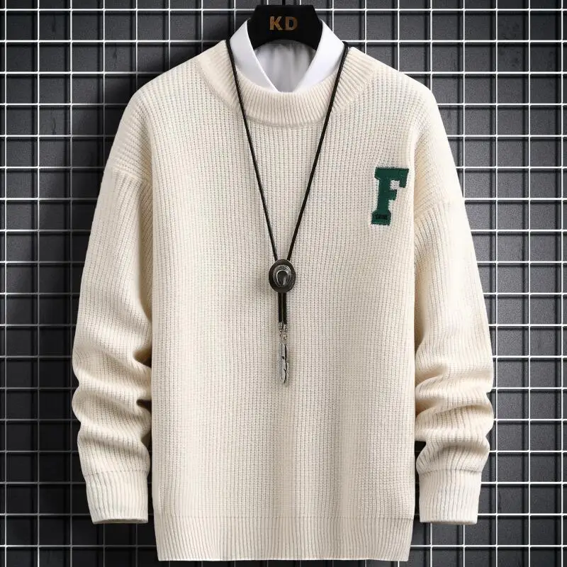 New Round Neck Casual Sweater Men Clothes Autumn Winter Arrival Fashion Streetwear Soft Warm Mens Pullover Wool Knitwear