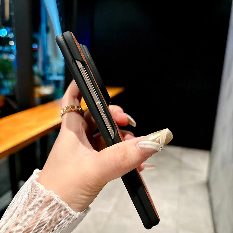 Etui do Honor Magic V5 V3 Fold 5G Smartphone Odporne na wstrząsy Magnetyczne Zawias Pełna Ochrona Twarda Obudowa PC Cienkie Skórzane Akcesoria — zdjęcie produktu 5