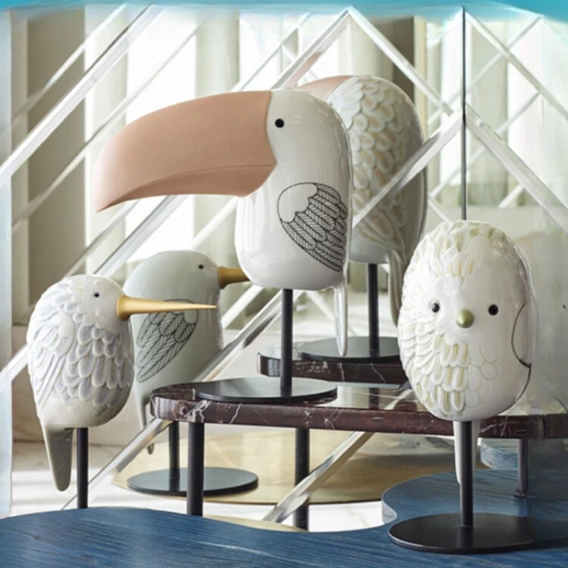 

Bird shape porcelain puppet European home jewelry ornament housewarming gift