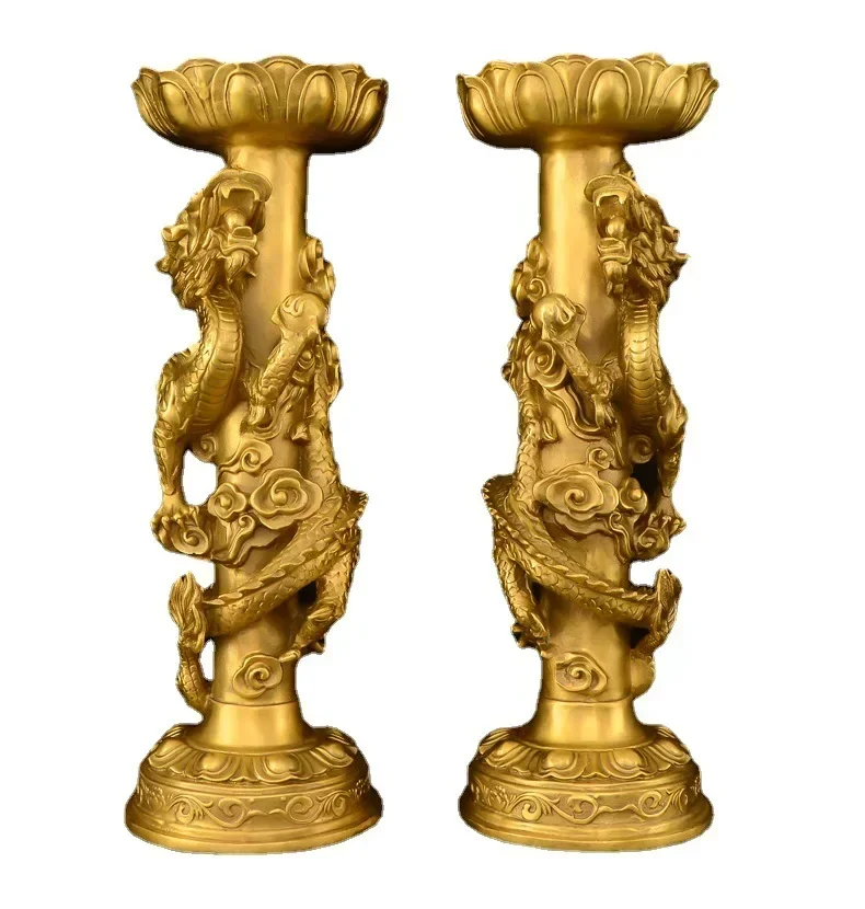 Restore Ancient Buddha Copper Candlestick Candleholder Ornament Candle holder Temple Retro Supplies dragon candler crafts statue