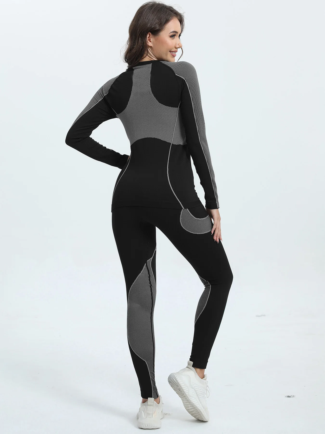 Terno de fitness feminino amigável à pele outono e inverno roupas de secagem rápida esportes correndo roupas de treinamento collants