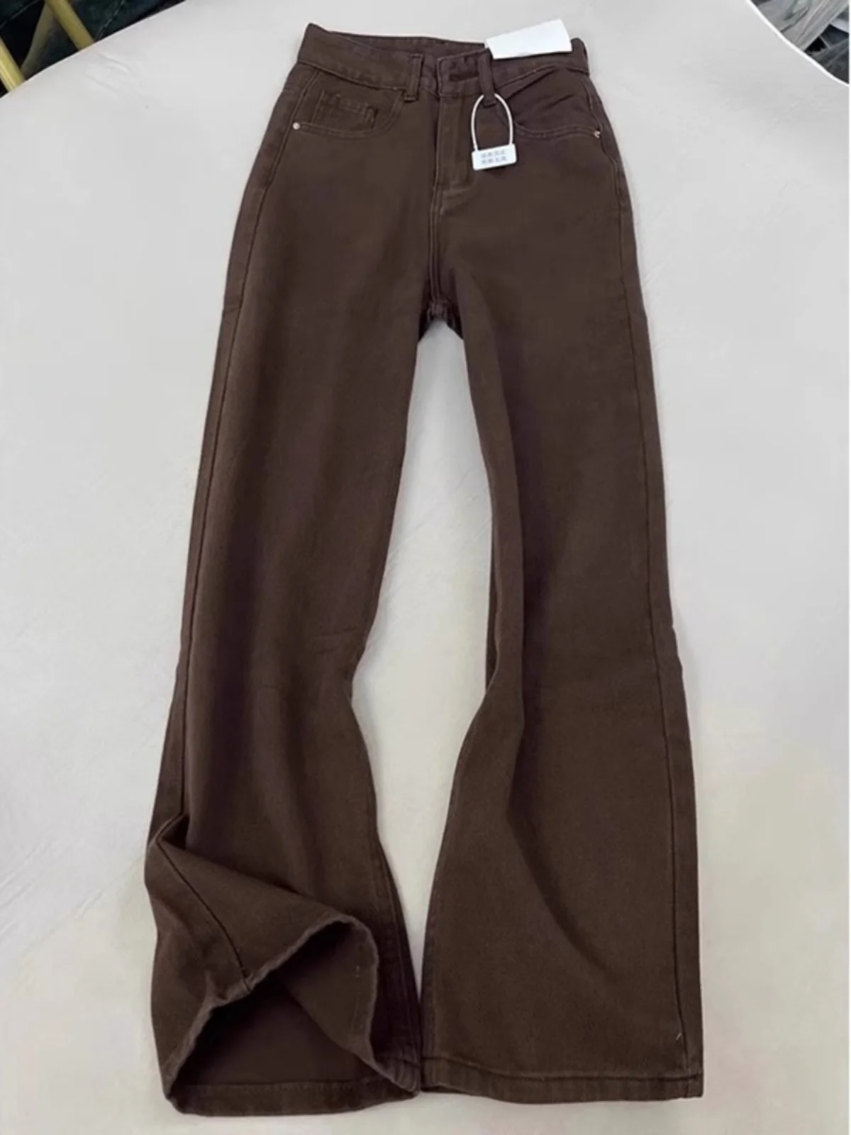 

Vintage Vintage Coffee Color Men's Jeans High Street Straight Leg Micro Flared Pants Wear Resistant Loose Fit Summer Jeans