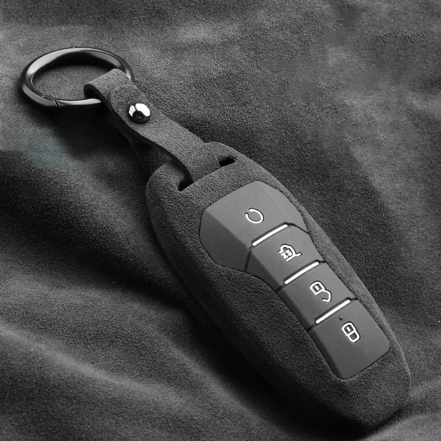 

Suede Leather Car Remote Key Case Cover Shell For BYD Song Tang Pro Han Plus Atto Qin 3 EV DM Holder Keychain Car Accessories