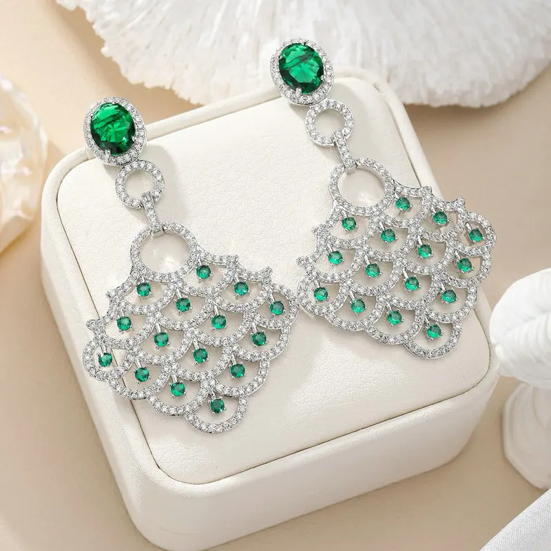 

Bilincolor Luxury Green Geometric Earring for Women