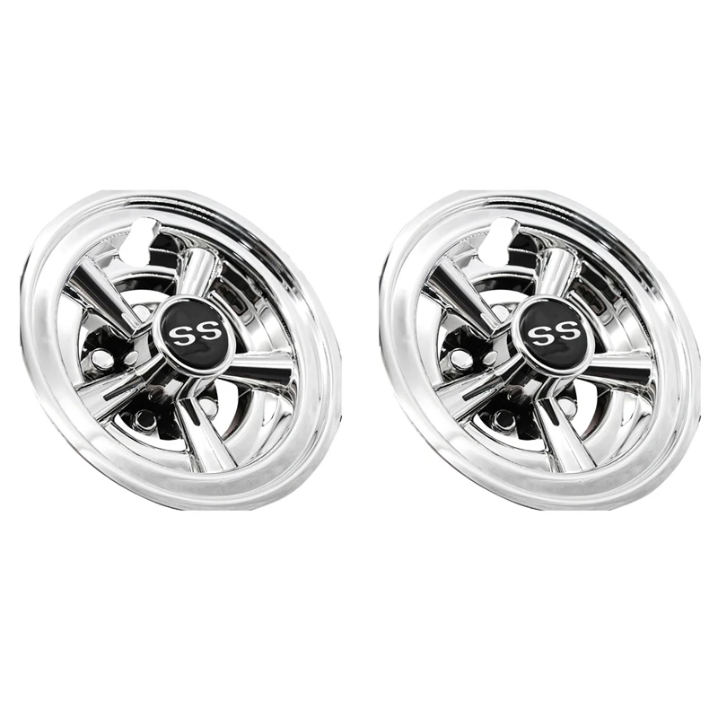 2Pcs 8Inch SS Golf Cart Wheel Covers, 5 Spoke Design Hub Cap For Golf Carts For Club Car, EZGO, Yamaha