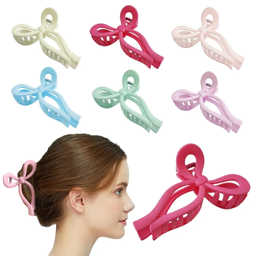 

Bows Shark Claw Clips Convenient Strong Grip Hair Accessory Pink Ribbon Clips Trendy Non-slip Jaw Clips Women Girls