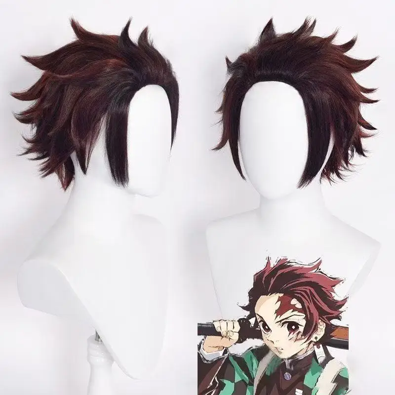 

1 piece of gradient red upturned short hair Ghost Slayer Anime Charcoal Jiro style cosplay wig