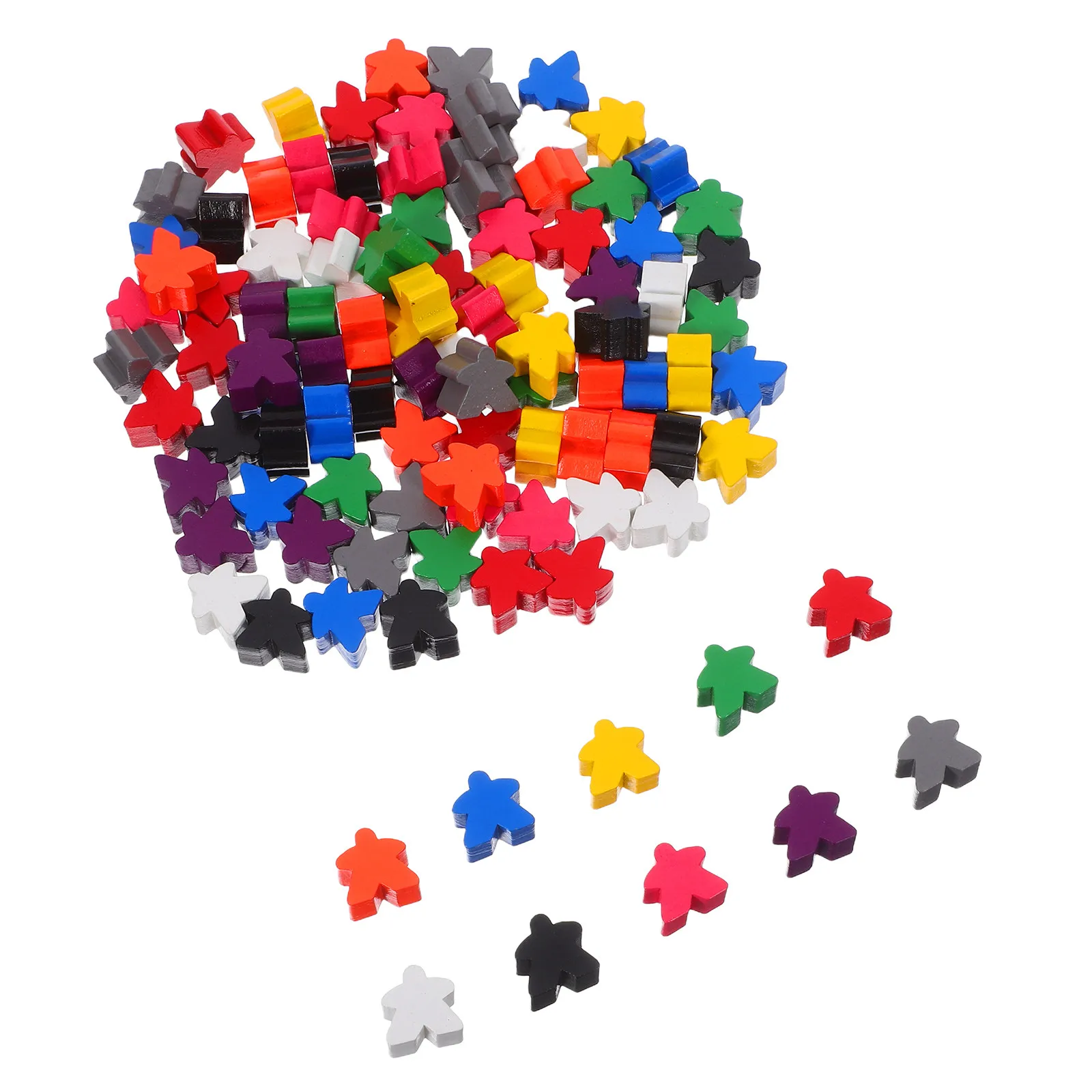 

100Pcs Multi-Color Wooden Meeples Chess Pieces Board Game Tokens Replacement Family Classroom Sorting Counting
