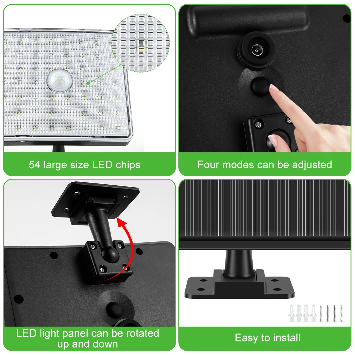 Solar Light Outdoor With Motion Sensor LED Split Indoor Wall Lamp Garden 3 Working Modes 5M Cable Waterproof Sun Panel Lights