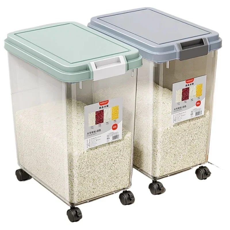 50-Pound Rice Bucket Insect and Moisture Proof Sealed Container Household Flour Food Organizer Large Capacity Grain