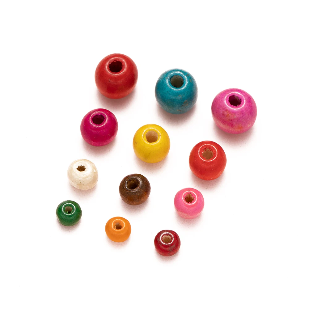 20-200pcs Colorful Spacer Wood Loose Beads 4-20mm For DIY Bracelets Necklace Accessories Decorate Jewelry Making Supplies Bulk