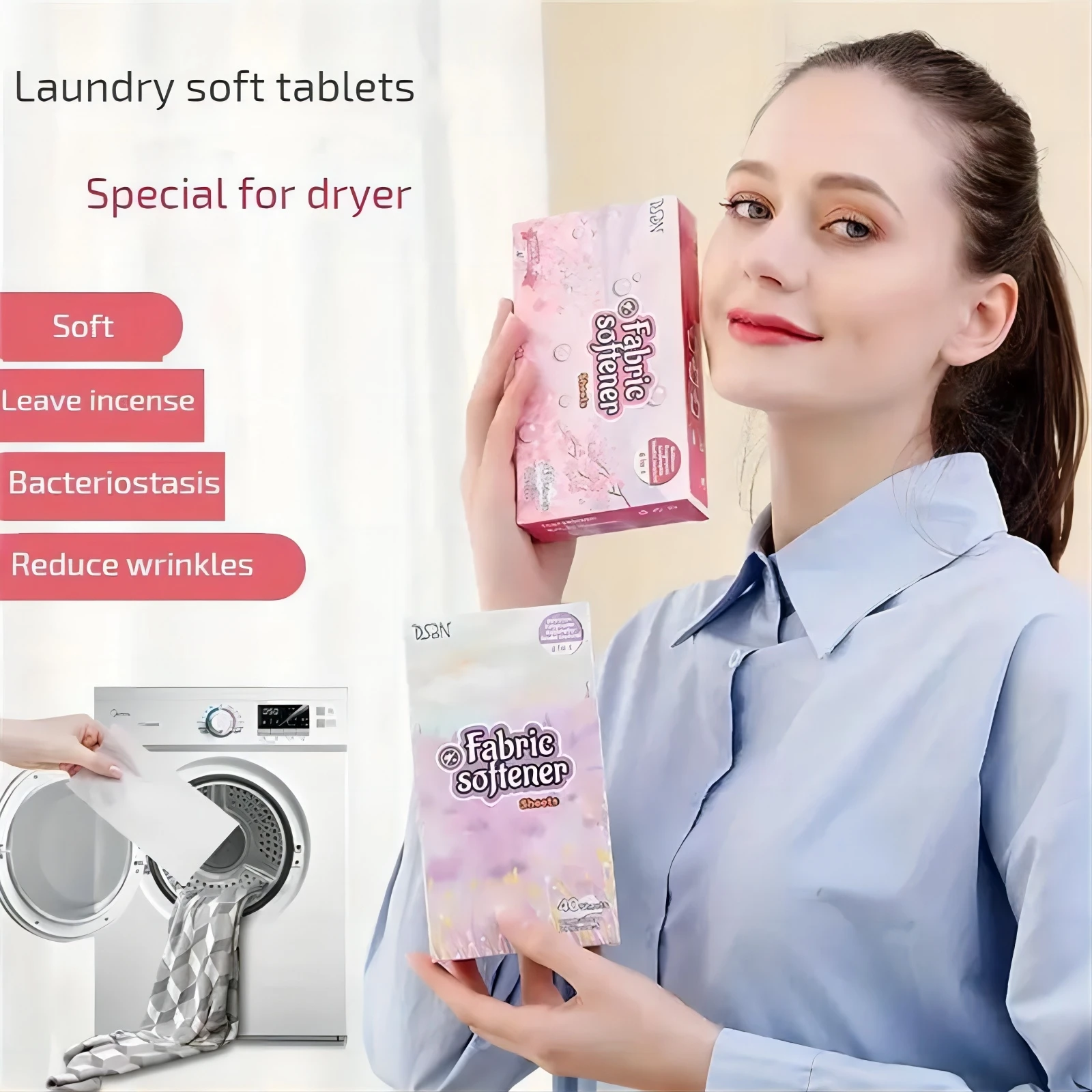 40Sheets/Lot Tumble Dryer Sheets Laundry Calm Lavender&Flower Fabric Softener Paper Washing Partner Fabric Softener