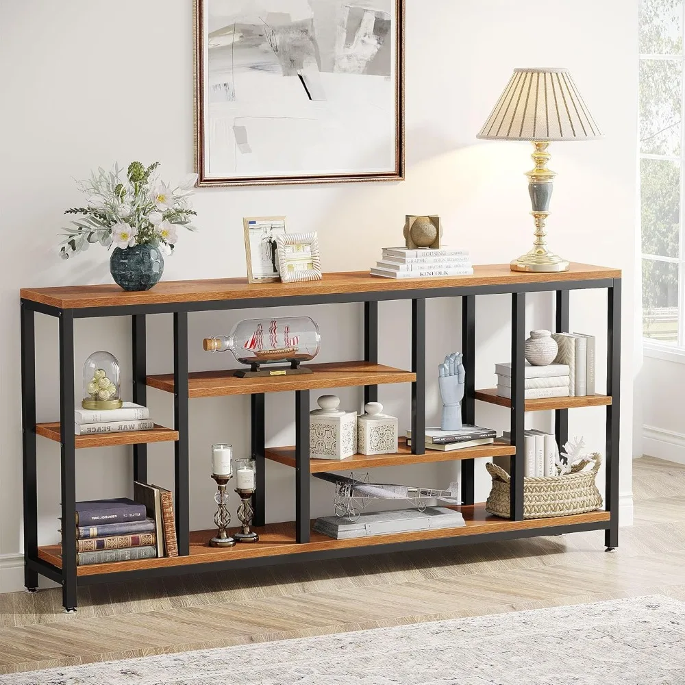 

Console Sofa Table, 70.9 inch Extra Long Console Table Behind Couch with Storage Shelves, 3-Tier Entryway Hallway Accent Table