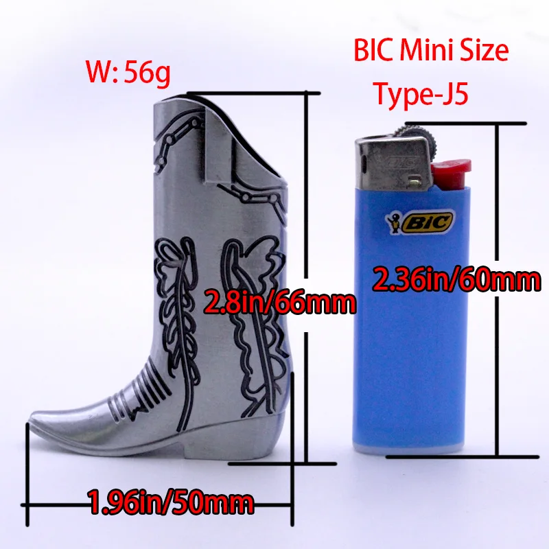 Retro Boots Metal Lighter Case Cover Shell Holder For Bic Mini Size Lighters Sleeve J5 Type Without lighter