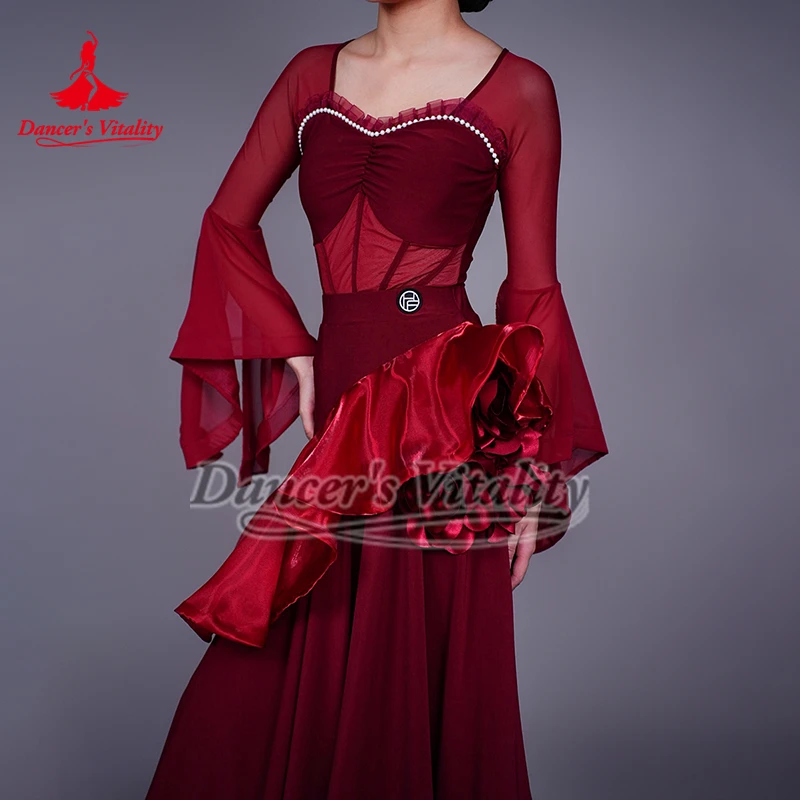 

Бальные танцы, черный, красный, два цвета, большая распашная юбка, вальс, фокстрот, румба, профессиональная тренировочная одинаковая одежда