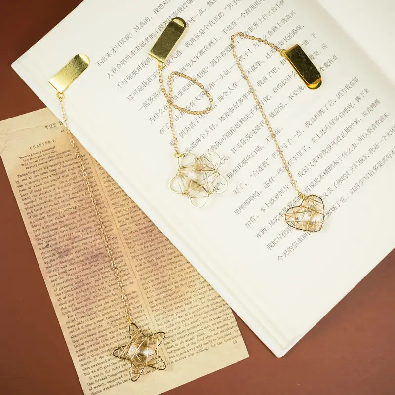 Luxury and Exquisite Bookmarks Korean Simple Bookmarks Hollowed-out Metal Tags Hollowed-out Student Gift Bookmarks Gift Box