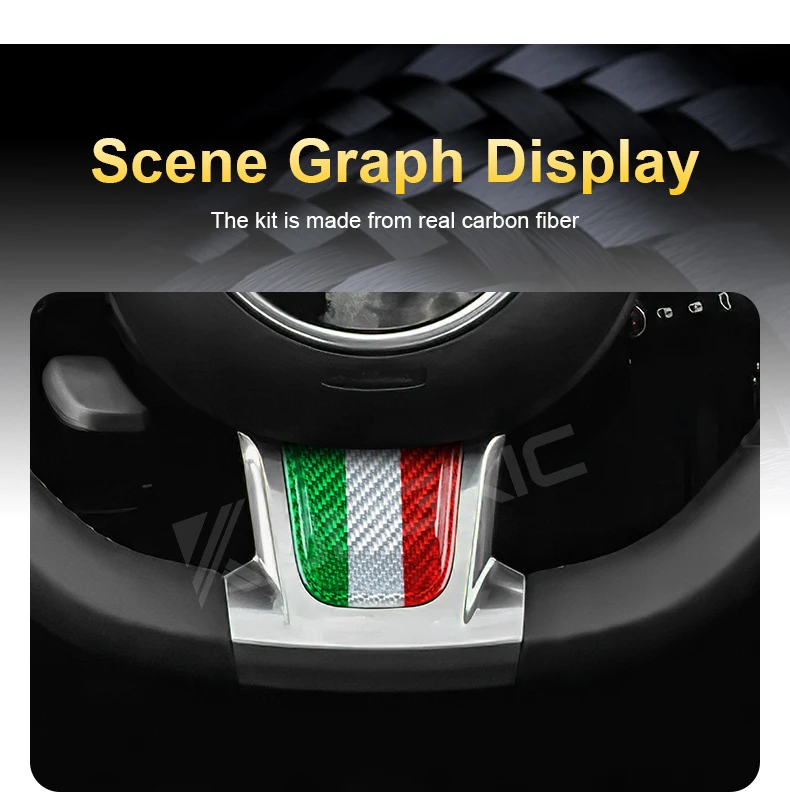 Echter Hartkohlefaser-Aufkleber für Abarth 595 Fiat 500 2020 2021 2022 2023 2024 Auto Tricolor Carbon-Verkleidung Innenraum-Zubehör – Detail 4