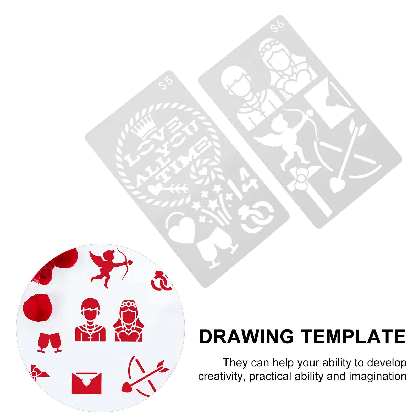 

12pcs Spray Painting Template Valentine'S Day Stencils Hollow Love Drawing Diy Art Craft Projects Festive Decoration Templates