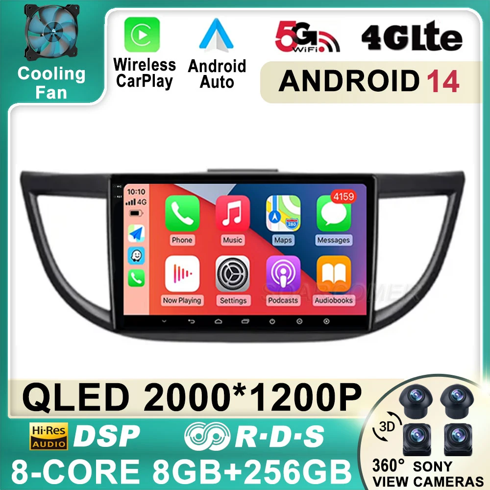 

Android 14 wifi+4G Carplay BT AUTO Car Radio For Honda CRV CR-V 4 RM RE 2012-2015 Navigation GPS Video Player Stereo Multimedia