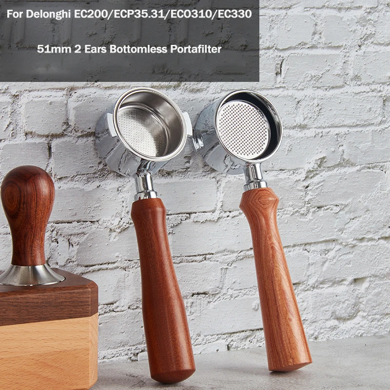 

Бездонный портафильтр с 2 ушками, 51 мм для Delonghi EC200/EC221/ECP35.31/ECP36.31/ECO310/EC330, фильтр с ручкой для кофе из нержавеющей стали