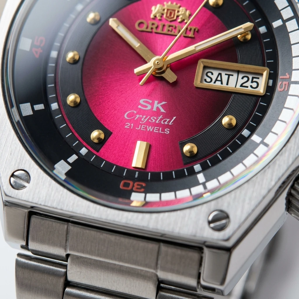 Orient Men SK Crystal Automatic Dive Watch 22 Jewels Day Date Luminous Octagonal Stainless Steel Business Sports Wristwatch view 5