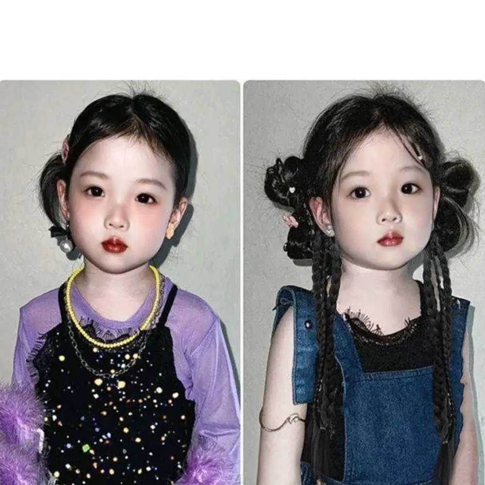 

1Pair New Extensions Wig ponytail Long Brown Black Bow Braid Ponytail 37cm Braided Hair Hairpin Spicy Girl