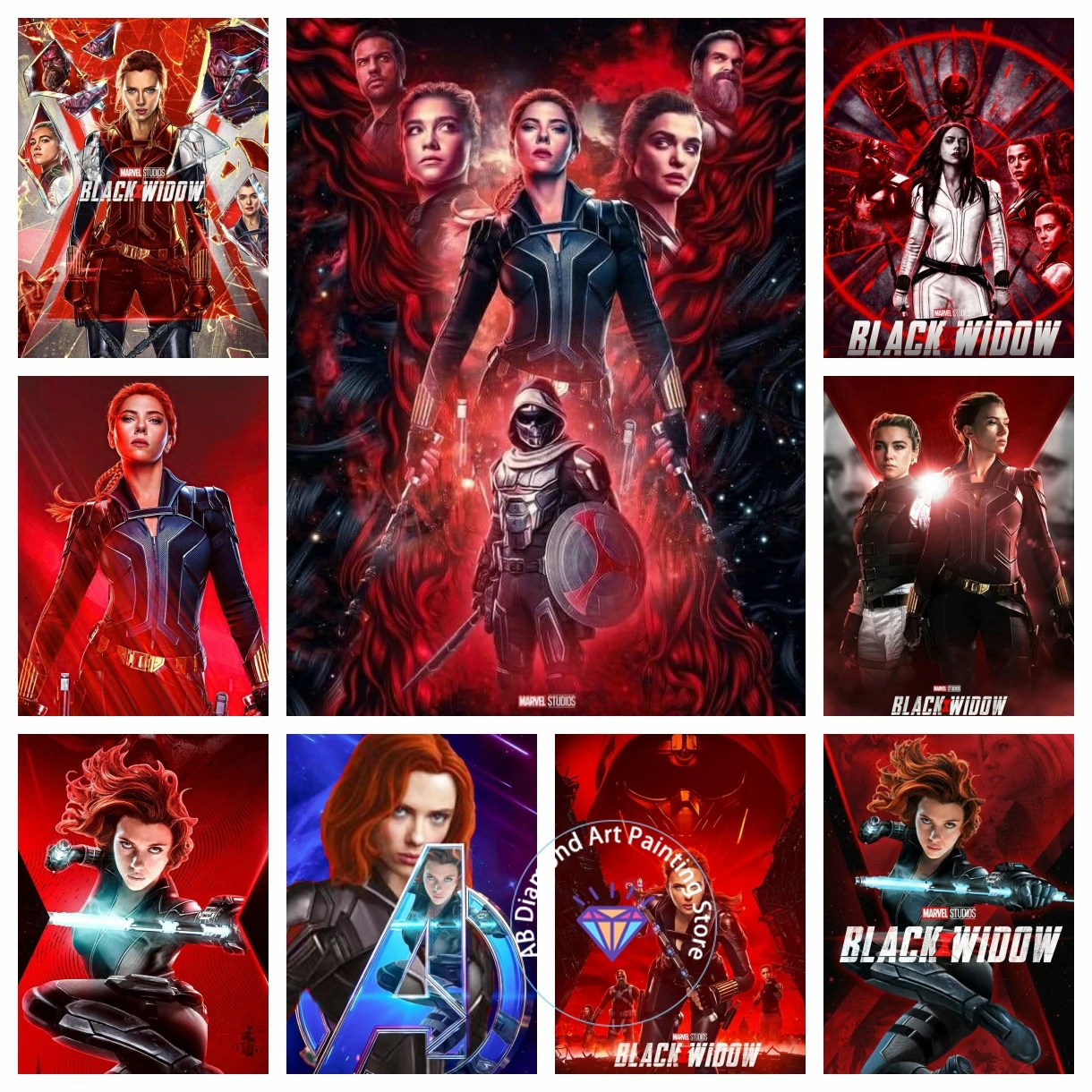 

Black Widow Marvel Heroes AB Diamond Painting Kit DIY Diamond Embroidery Cross Stitch Handmade Art Gift Crafts Home Decor Gift