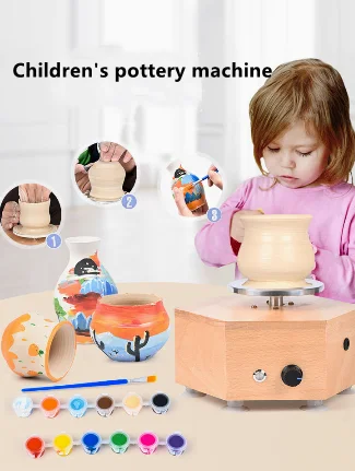 Ceramic Wooden Mini Drawing Machine Rechargeable and Electric Pottery Wheel