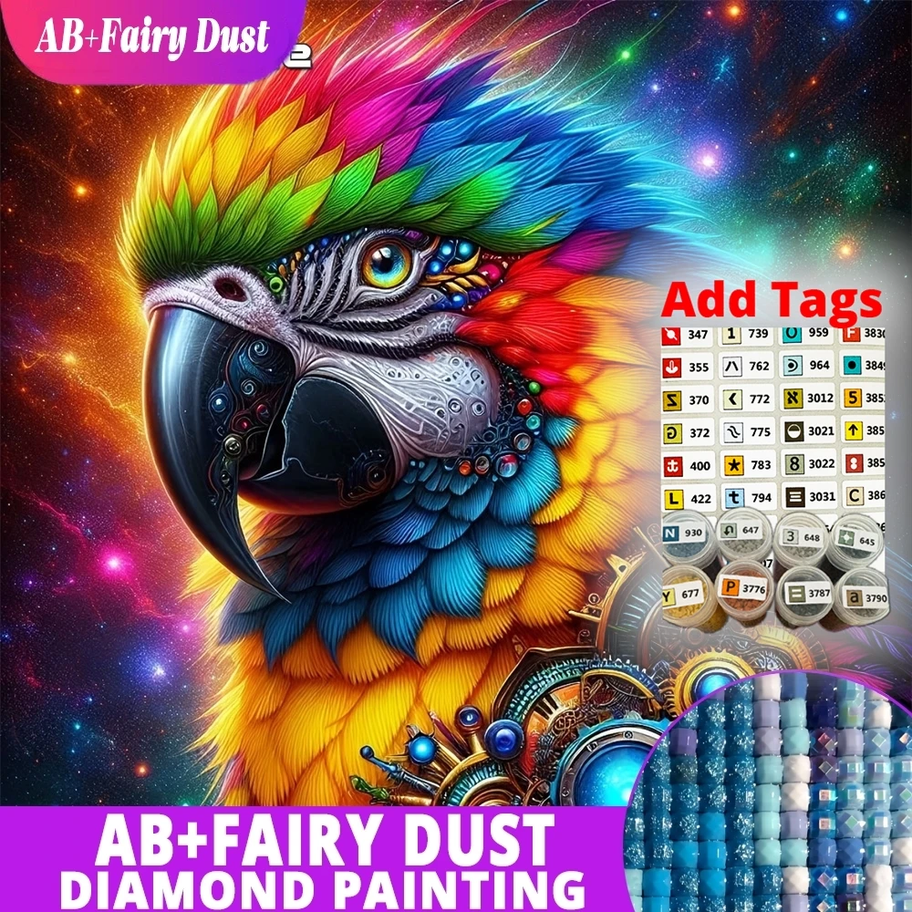 Embroidery - AB Fairy Dust Diamond Mosaic Parrot