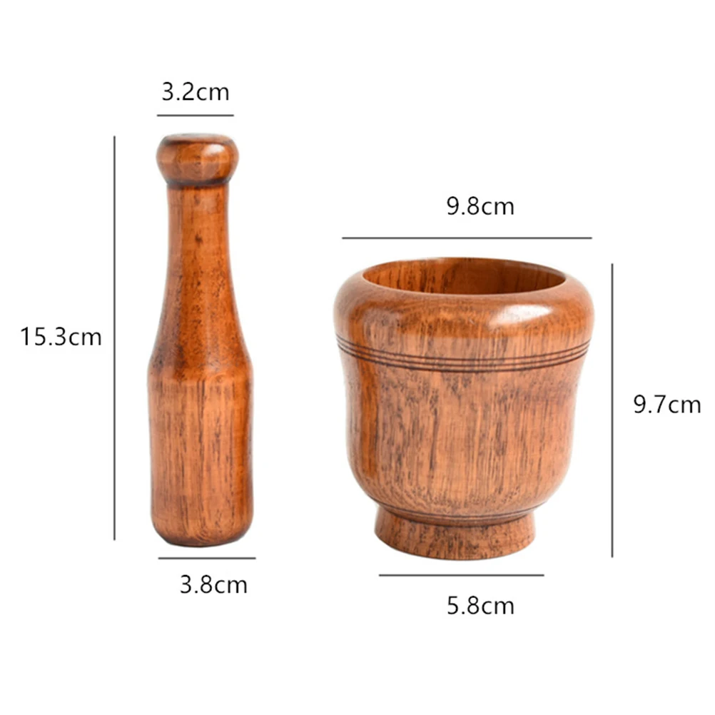 

Garlic Masher Wooden Pugging Pot Pestle Set Pedestal Bowl Kitchen Tools Spice Grinder Easy Clean Modern Design