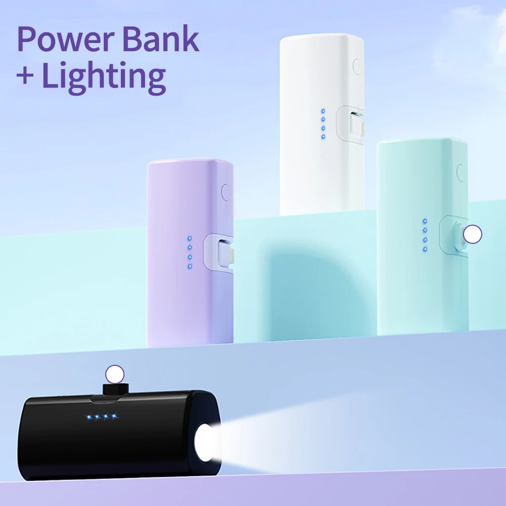 Wireless Mini Power Bank 5000mAh with LED Light External Battery Power Bank Portable Charger for Samsung/Xiaomi Mobile