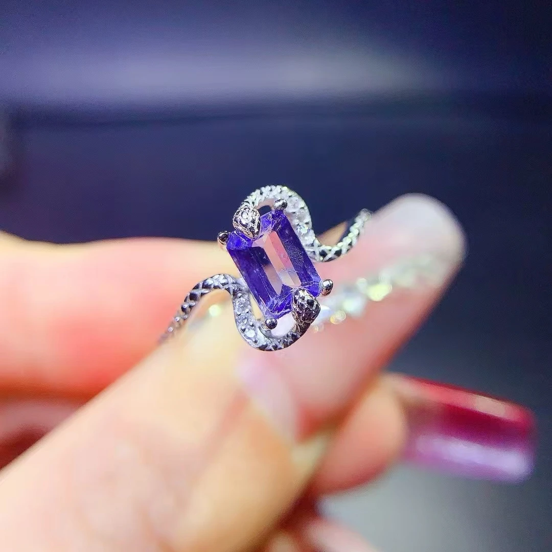 KJJEAXCMY Natural Tanzanite Ring S925 silver , electroplated locking color process, high clarity Full of luster Support testing
