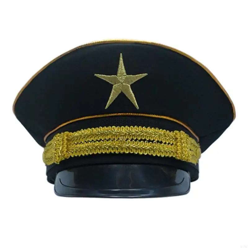 

L5YC Traditional Officer Hat Comfortable Costume Hat Breathable Inner For Adults