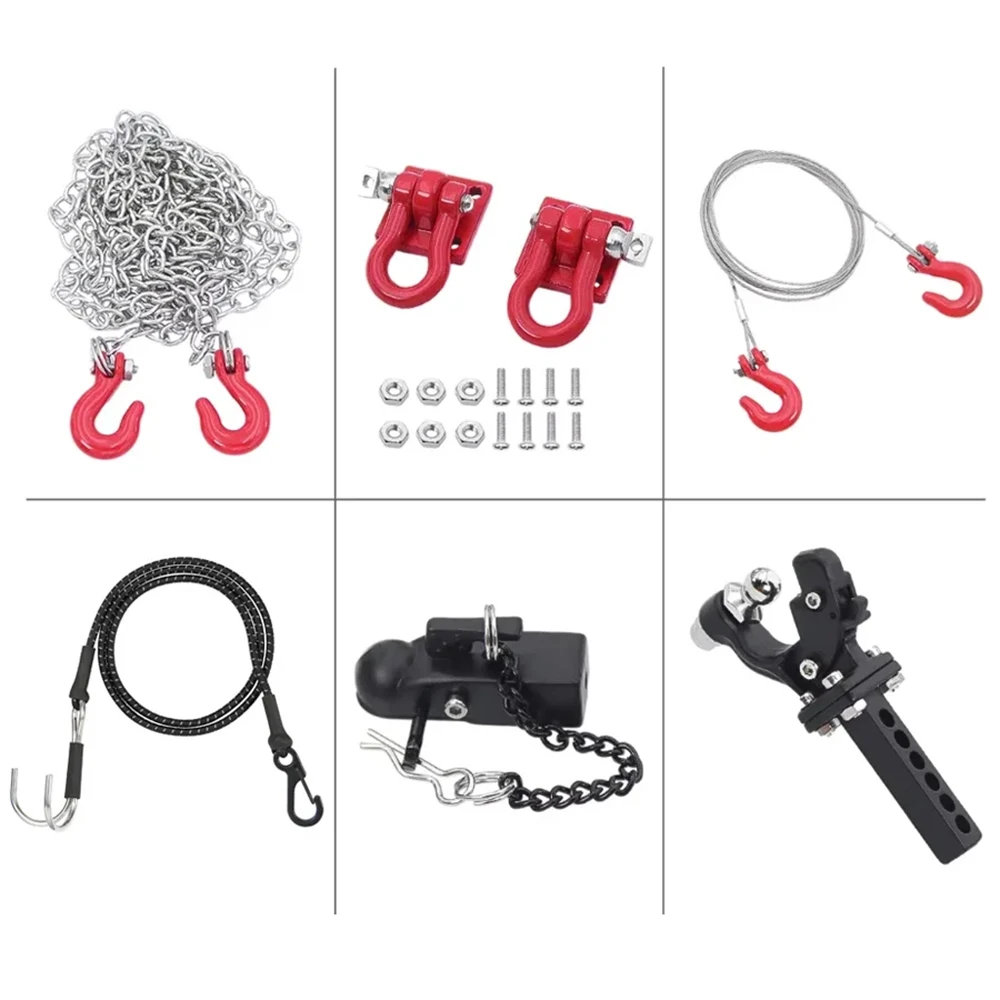 

Детали для украшения автомобиля на радиоуправлении, подходят для 1/10 RC альпинистского автомобиля, металлическая имитация спасательного крючка для прицепа, аксессуары для украшения