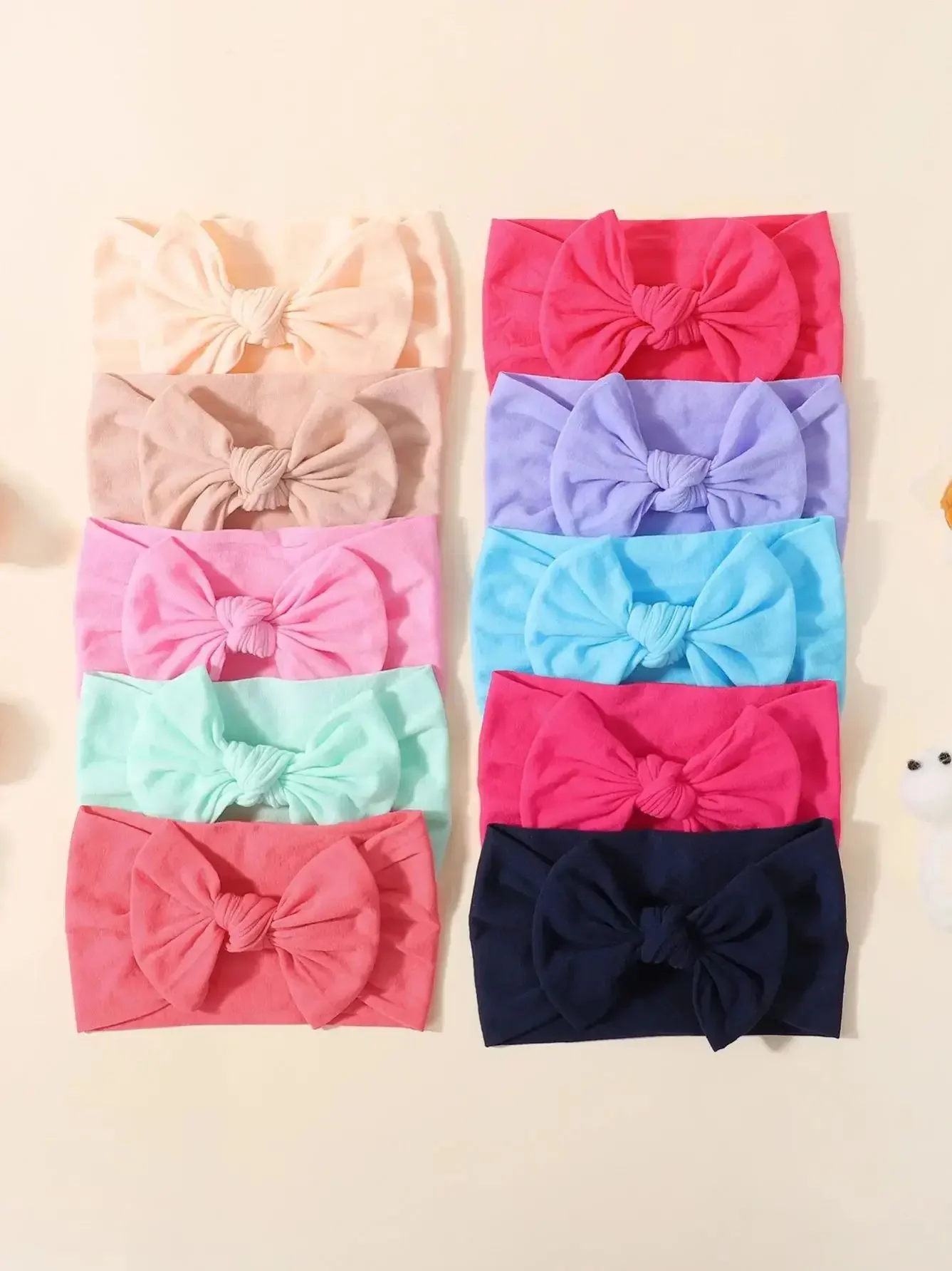 Conjunto de 10/30 peças de faixas de cabelo com laço de tricô para o outono, elásticas, em nylon, para bebês e crianças pequenas. Acessórios de cabelo delicados._voghion.com