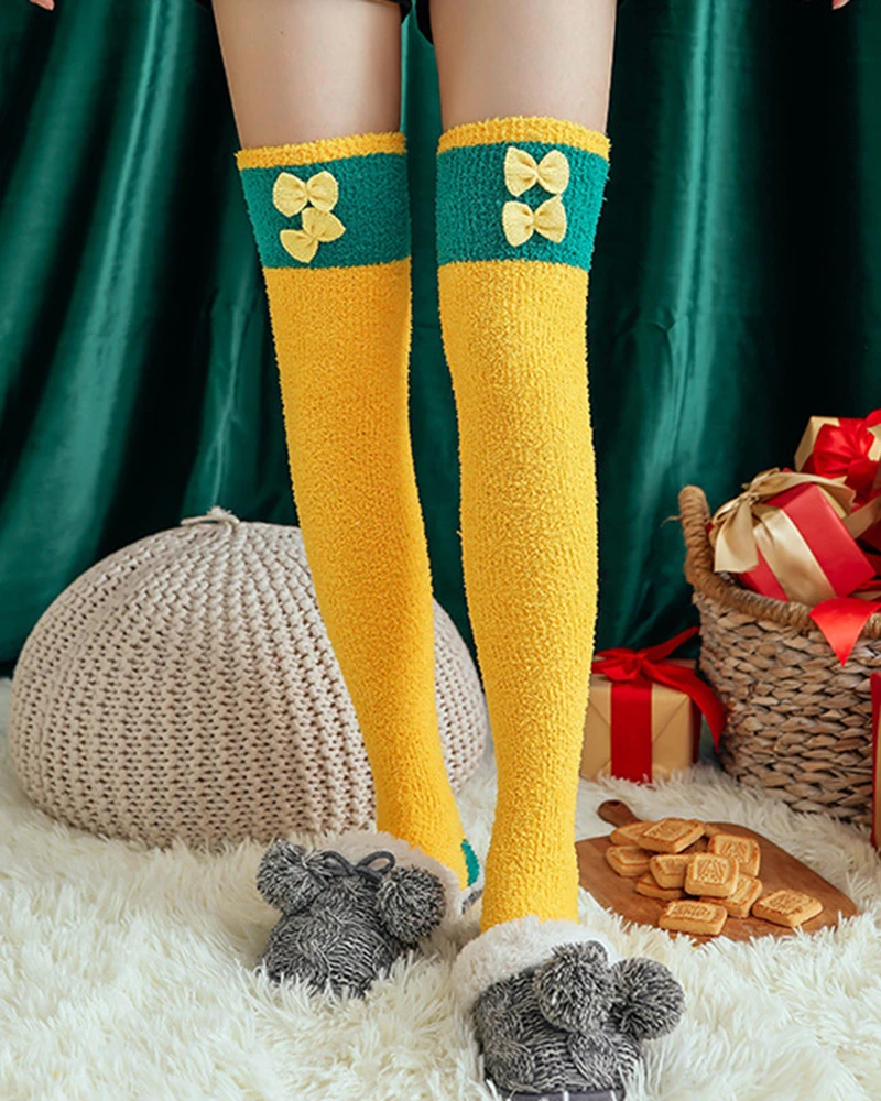 Christmas Over The Knee High Fleece Thermal Winter Leg Warmers Long Socks for Women