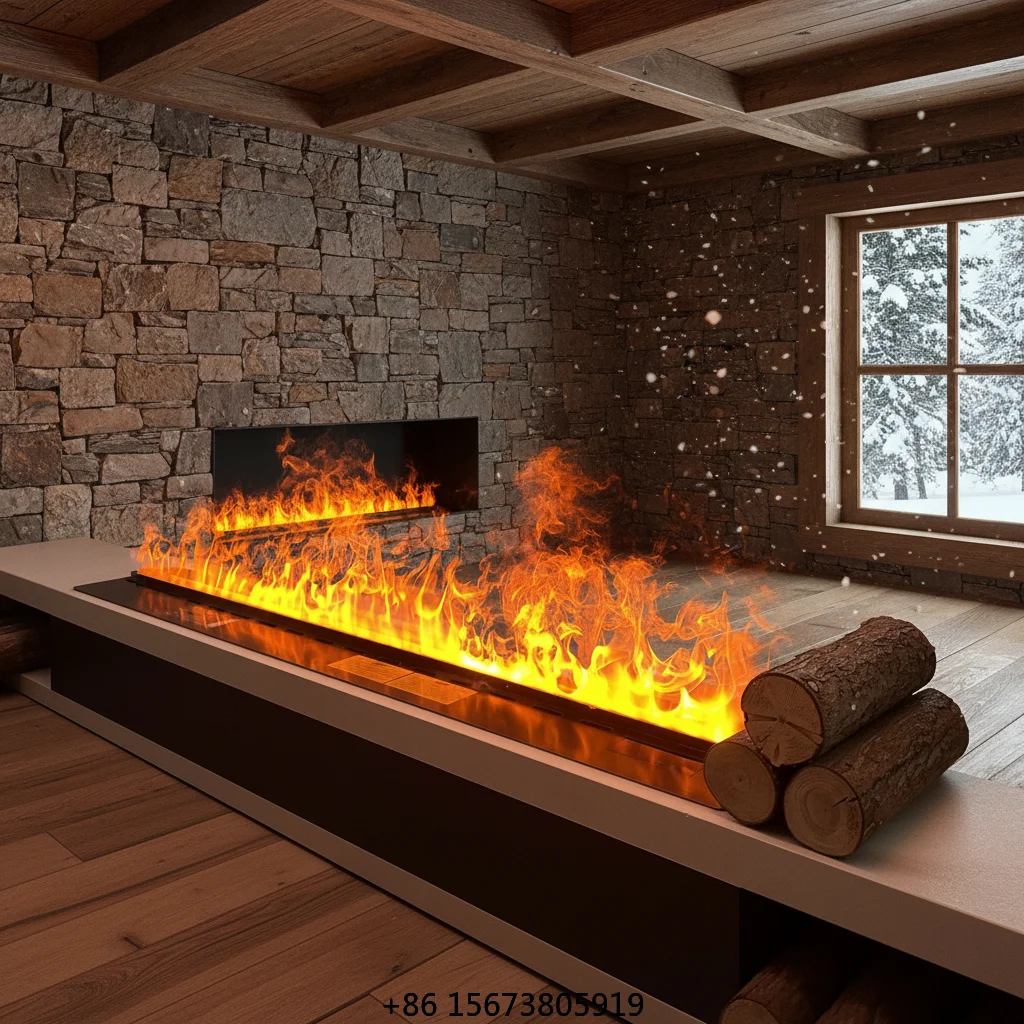 

Коммерческий 3D-камин с эффектом водяного пара - Профессиональный вариант для отелей и ресторанов, реалистичный паровой пламя, управление через приложение и пульт, OEM