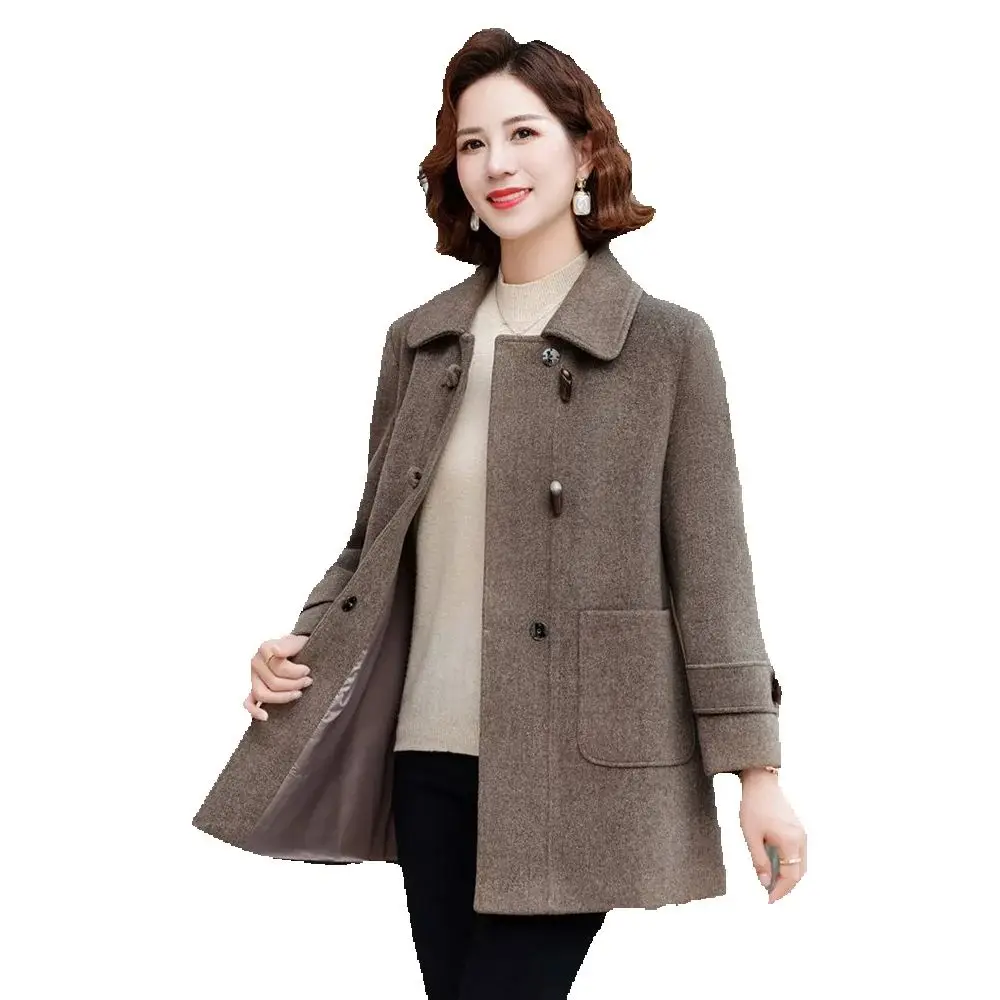 

Mother Autumn And Winter New Chinese Temperament Woolen Coat Middle-aged And Elderly Women's Clothing With Lining Warm Thick Coa