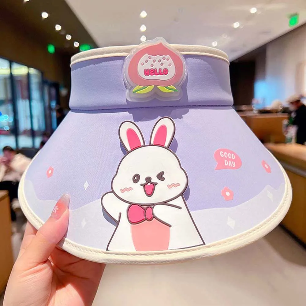 Cartoon Rabbit Bunny Children Sun Hat Panda Dinosaur Adjustable Kids Sunscreen Empty Top Cap UV Protection Large Brim