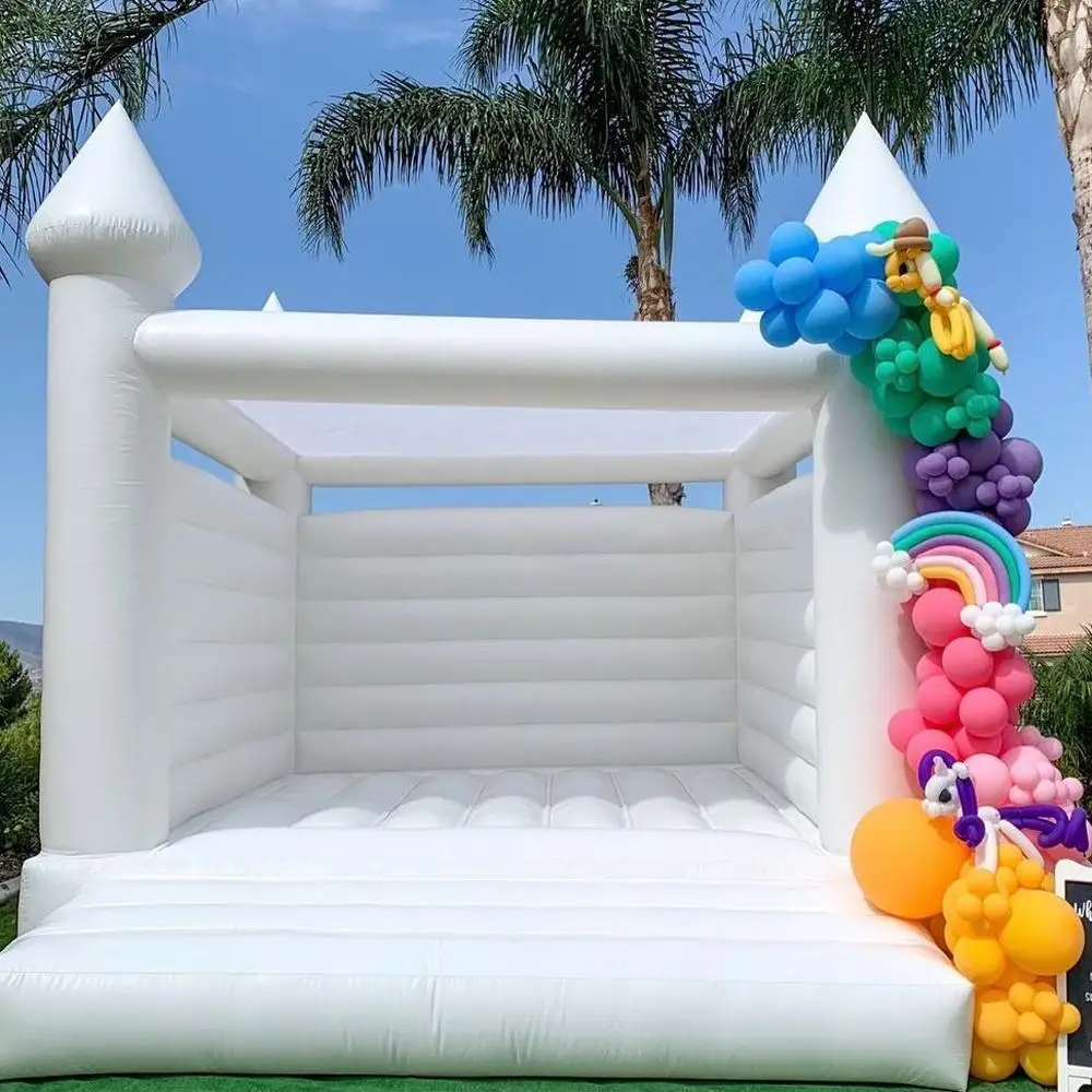 Buttafuori da matrimonio bianco che salta castello gonfiabile gonfiabile per interni ed esterni casa di rimbalzo commerciale per bambini per la festa 15x15ft