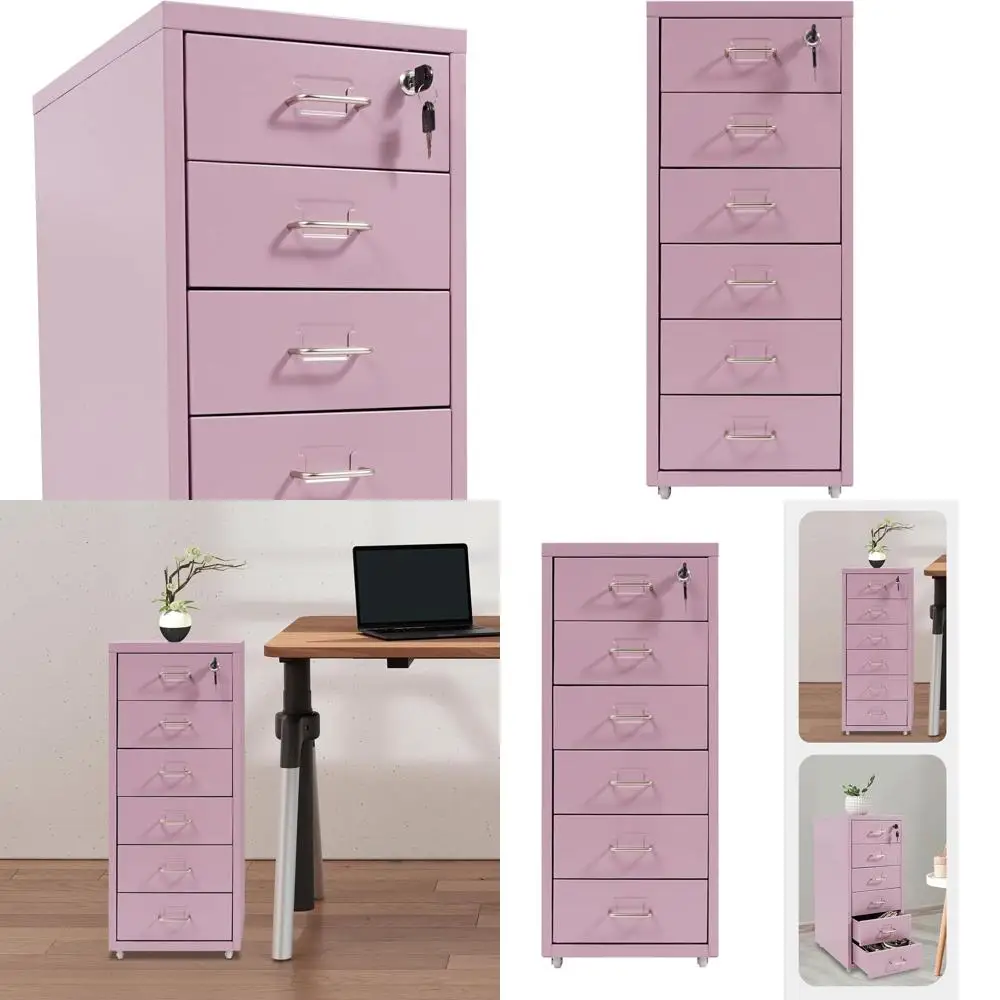 

Вертикальный металлический шкаф для документов с 6 ящиками, на колесиках, с замком, фиолетовый, для дома, офиса и кабинета