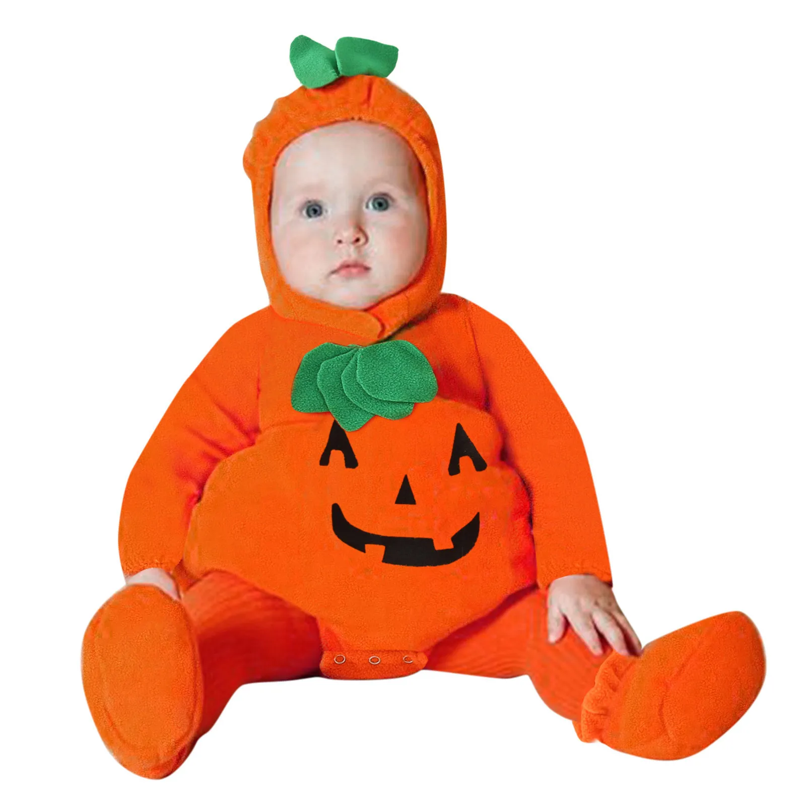 Halloween Costume For Infant Boys Girls Sleeveless Hood Jumpsuit Baby Party Cosplay Pumpkin Warm Soft Cotton Clothing 0-3Years