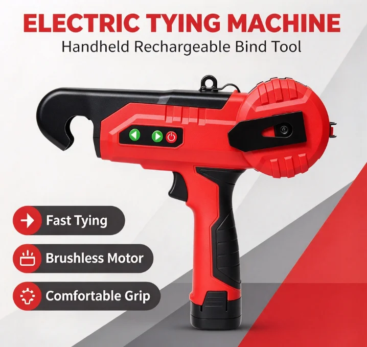 Cordless Electric Bind Machine Rechargeable Garden Vine Tying Tool Brushless Motor Handheld Plant Stem Strapping Tomato Grape