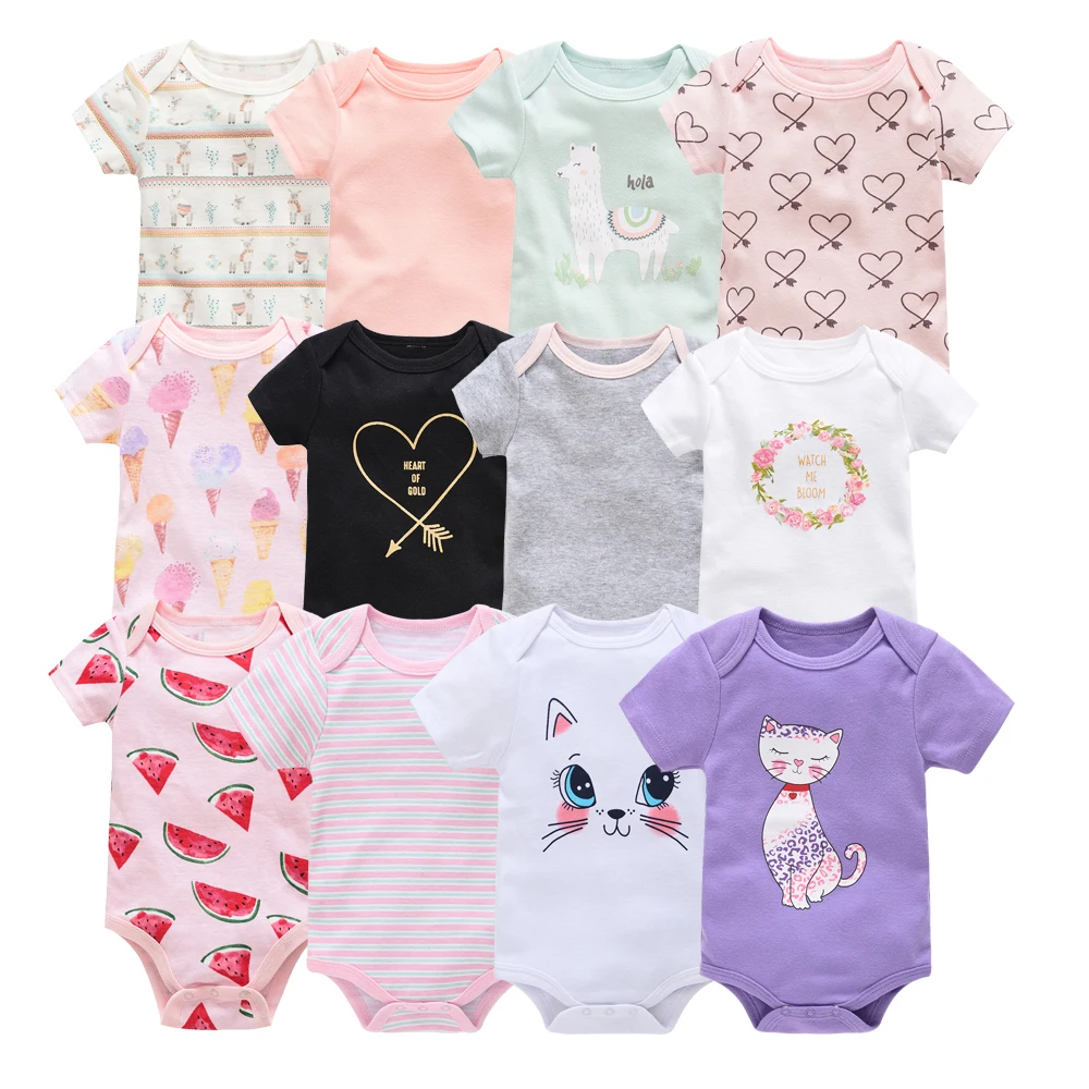 3 Pcs/set Baby Girls Clothing Jumpsuit 100% Cotton Soft Kids Romper Cartoon Pink Outfit Newborn Bodysuit 0-12M
