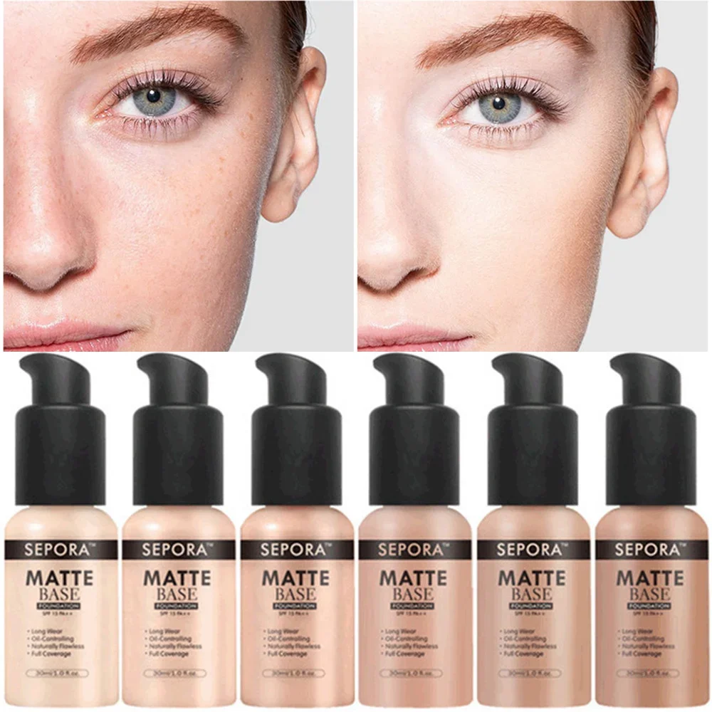 30ml SEPORA Liquid Foundation Brighten Face Eyes Dark Circles Scars Acne Cover Matte Cream Concealer Long Lasting Base Makeup