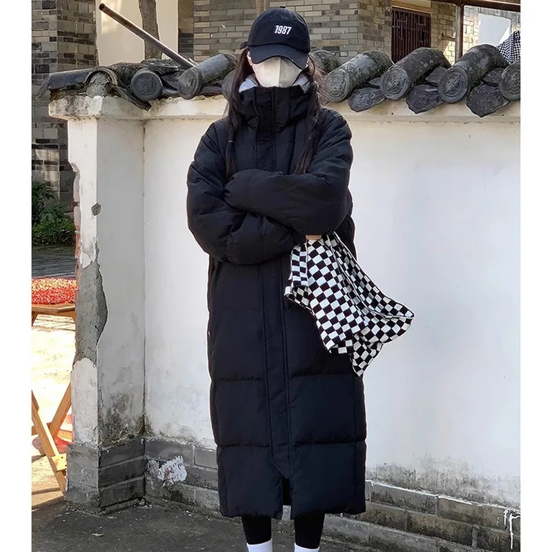 Korean Style Loose Long Hooded Cotton Jacket Women's Thick Warm Coat over Knee Winter New Arrival Fashion Commute Wear