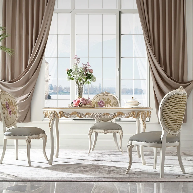 

for High Class Antique French Style 6 Seater Wood Oval Dining Table Carving Wooden Luxury Classic Dining Table Set