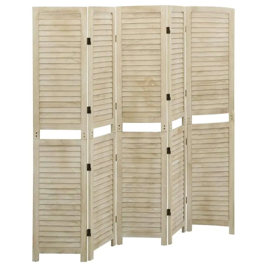 175x165 cm 5-Panel Solid Wood Paulownia Room Divider - Stylish Privacy Screen