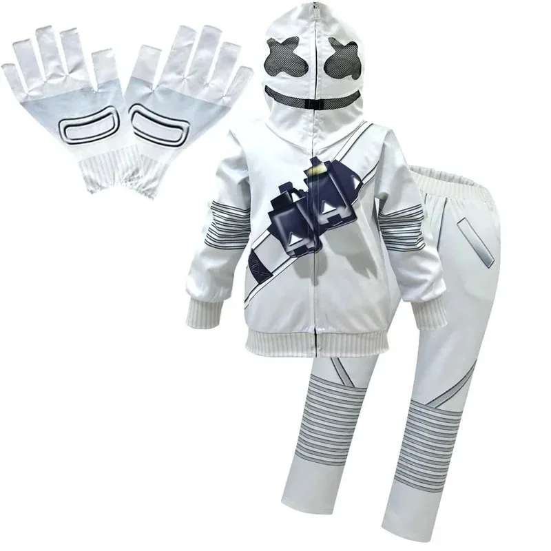 Disfraz de Cosplay para niños, disfraz de Halloween para niños, DJ, cara sonriente, disfraces interesantes, traje de Fortnites, música, fiesta de Halloween, grinch cos