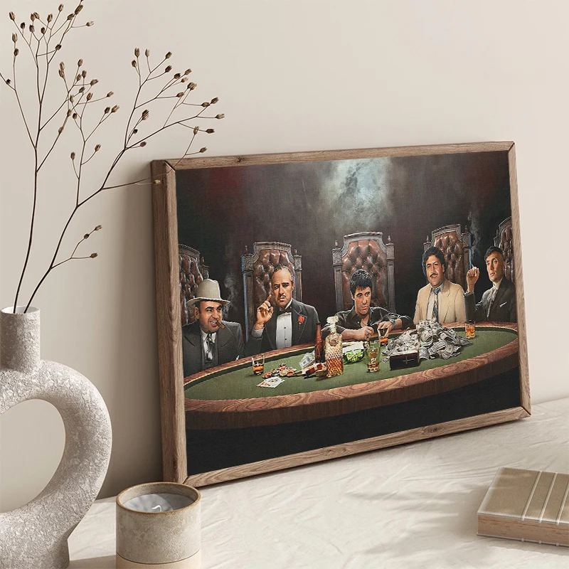 The Sopranos Wall Art, Famous Actors Gangsters  Play Poker Poster Print, Mafia Decor, Movie Canvas Painitng Home Decor Gift Idea - view 4